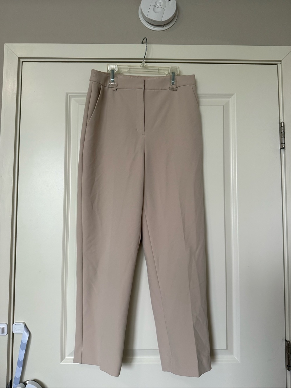 Express Tailored High-Rise Straight Pants in Light Beige